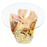 Root Round Lombok Coffee Table Extra Small with Dia. 70 cm glass