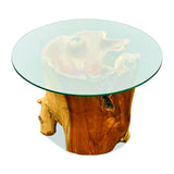 Root Round Lombok Coffee Table Extra Small with Dia. 70 cm glass