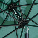 Outsunny 2.7m Patio Parasol Garden Umbrellas Outdoor Sun Shade Table Umbrella with Tilt, Crank, 8 Ribs, Ruffles, Green