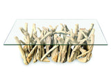 Driftwood Coffee Table with 120x60 cm Glass