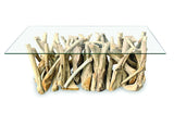Driftwood Coffee Table with 120x60 cm Glass
