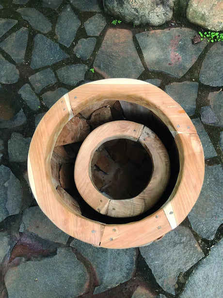 Teak Root Garden Planter Pots Set of 2