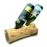 Teak Log Table Wine Holder 2 Bottles