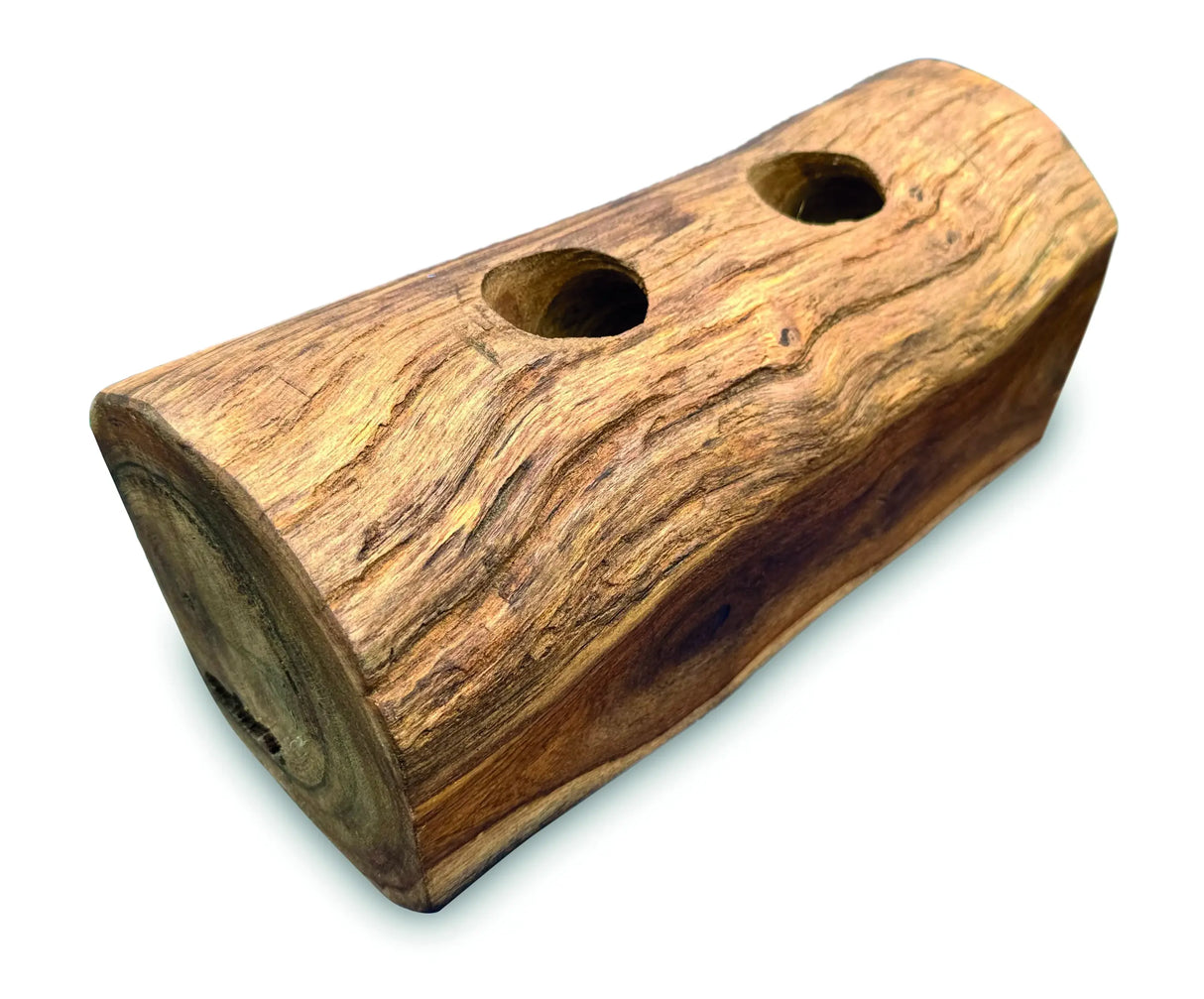 Teak Log Table Wine Holder 2 Bottles