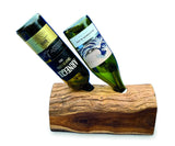 Teak Log Table Wine Holder 2 Bottles