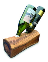 Teak Log Table Wine Holder 2 Bottles