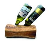 Teak Log Table Wine Holder 2 Bottles