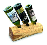 Teak Log Table Wine Holder 3 Bottles