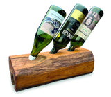 Teak Log Table Wine Holder 3 Bottles
