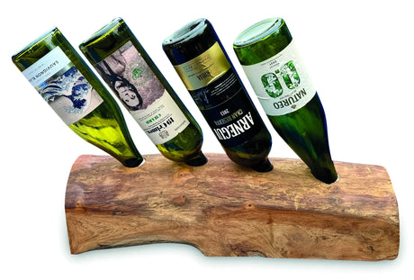 Teak Log Table Wine Holder 4 Bottles