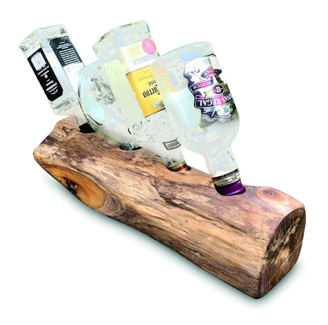 Teak Log Table Wine Holder 4 Bottles