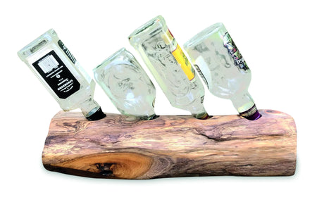 Teak Log Table Wine Holder 4 Bottles