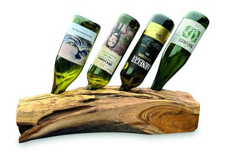 Teak Log Table Wine Holder 4 Bottles