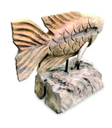 Teak Carp Fish on Stand 32 cm