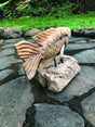 Teak Carp Fish on Stand 32 cm