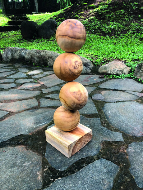 Teak 4 Ball Sculpture 45 cm