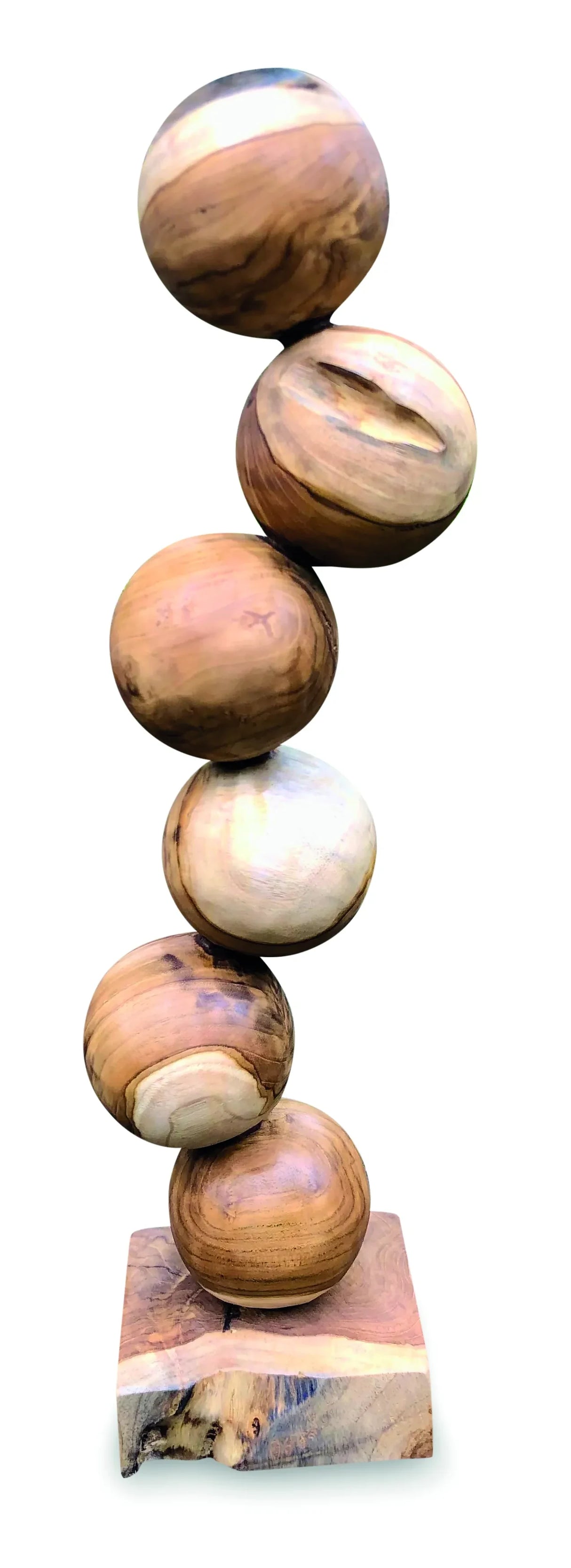 Teak 6 Ball Sculpture 65 cm
