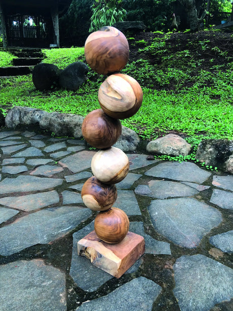 Teak 6 Ball Sculpture 65 cm