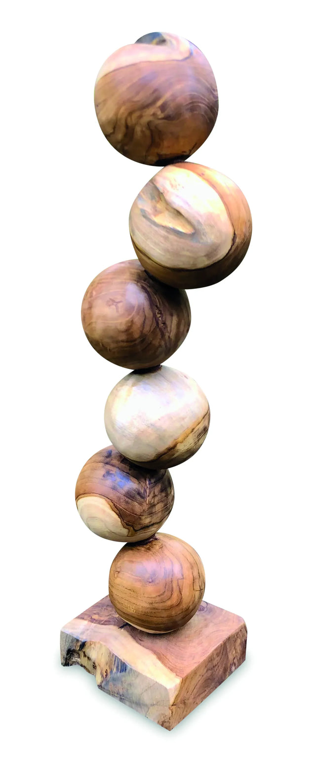 Teak 6 Ball Sculpture 65 cm