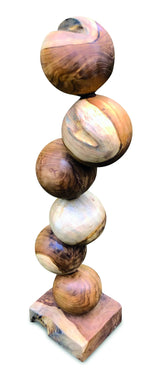 Teak 6 Ball Sculpture 65 cm