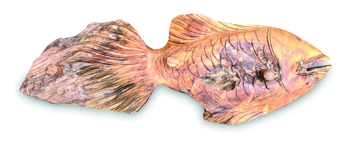 Teak Driftwood Fish Wall coat rack