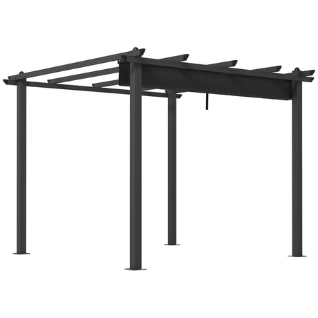 Outsunny 3 x 3m Aluminium Pergola, with Retractable Roof - Dark Grey