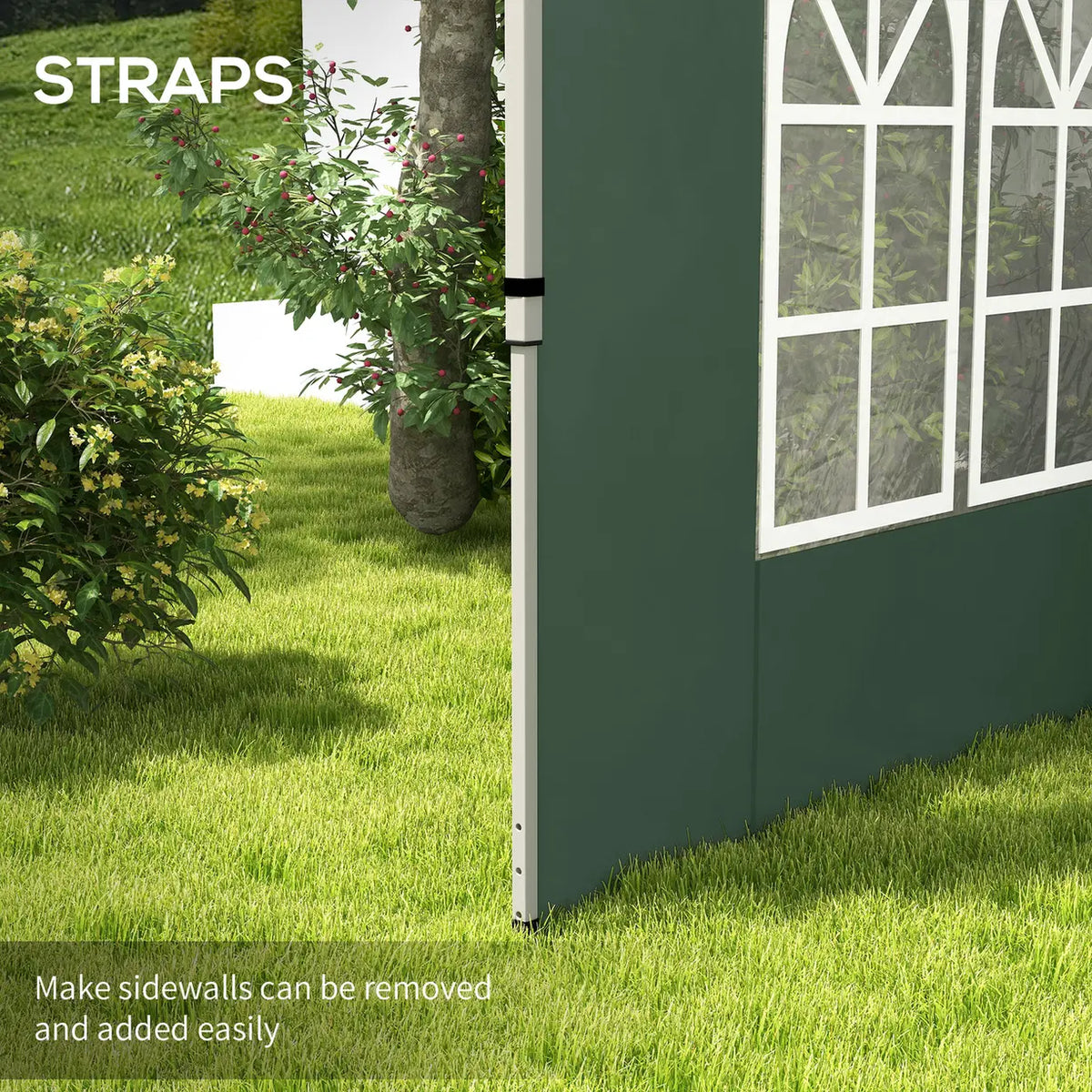 Outsunny Gazebo Side Panels, Sides Replacement with Window for 3x3(m) or 3x4m Pop Up Gazebo, 2 Pack, Green