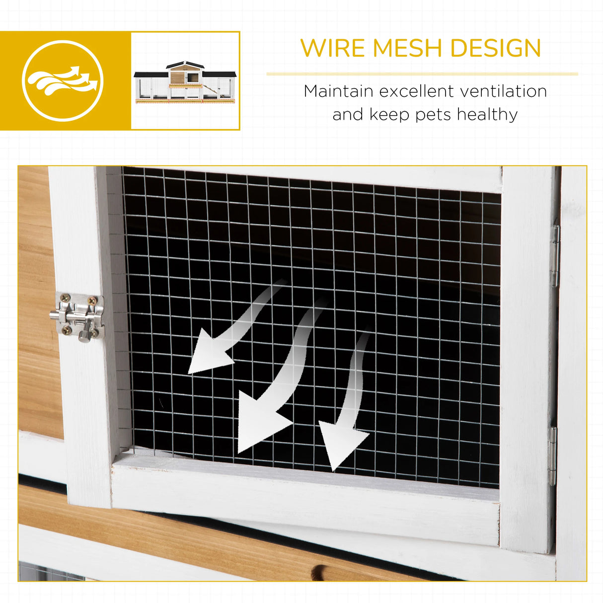 PawHut 2-Tier Large Rabbit Hutch Outdoor with Double Side Run Boxes, No-leak Plastic Tray, Ramp, 230 x 53 x 93.5cm, White