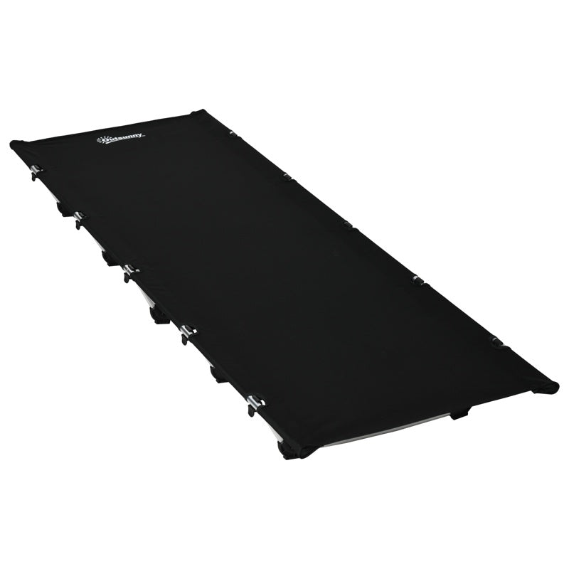 Outsunny Lightweight Camping Bed, Aluminium Portable Camp Cot w/ Strong Support 150kg and Carry Bag for Camping, Black