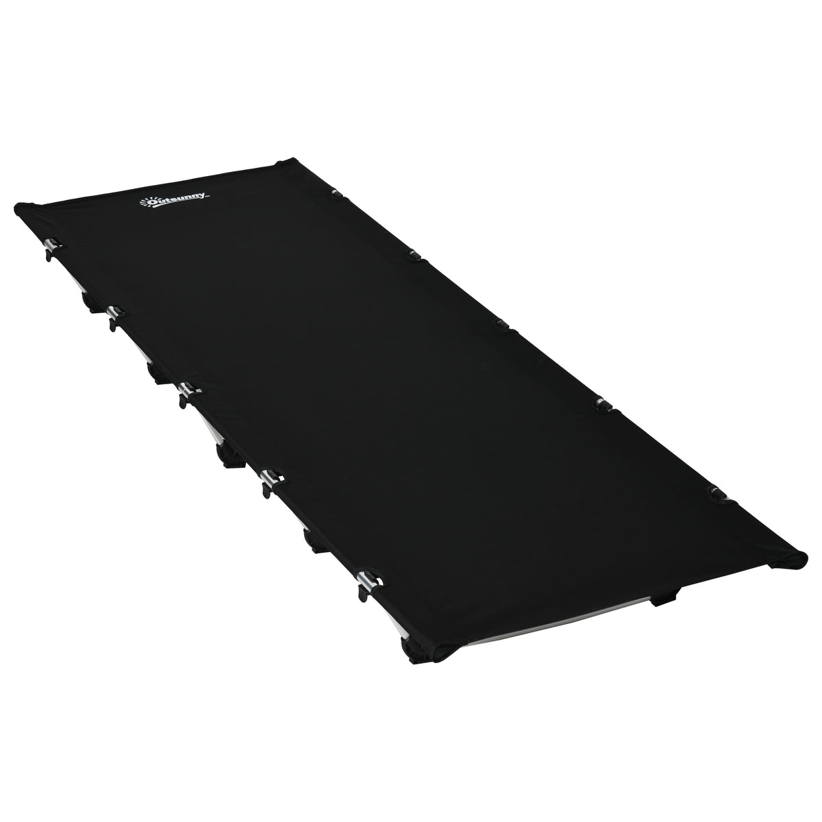 Outsunny Lightweight Camping Bed, Aluminium Portable Camp Cot w/ Strong Support 150kg and Carry Bag for Camping, Black