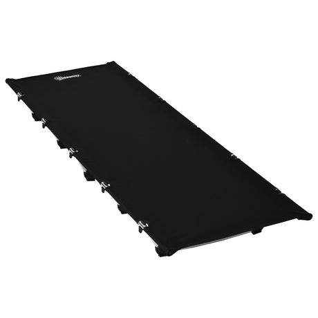 Outsunny Lightweight Camping Bed, Aluminium Portable Camp Cot w/ Strong Support 150kg and Carry Bag for Camping, Black