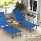 Outsunny Set of Two Adjustable Back Sun Loungers - Blue