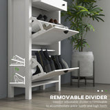 HOMCOM Narrow Shoe Cabinet with 2 Flip Drawers and Adjustable Shelves, White