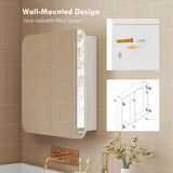 HOMCOM Arched Bathroom Mirror Cabinet with Adjustable Shelves - White