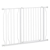 PawHut Wide Dog Safety Gate, with Door Pressure, for Doorways, Hallways, Staircases - White