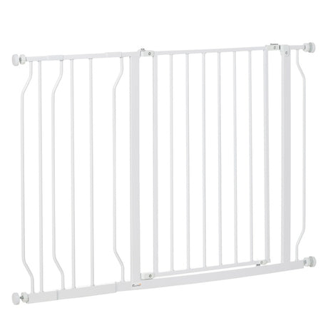 PawHut Wide Dog Safety Gate, with Door Pressure, for Doorways, Hallways, Staircases - White