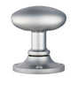 OVAL MORTICE KNOB ON UN-SPRUNG ROSE - SATIN CHROME - PAIR