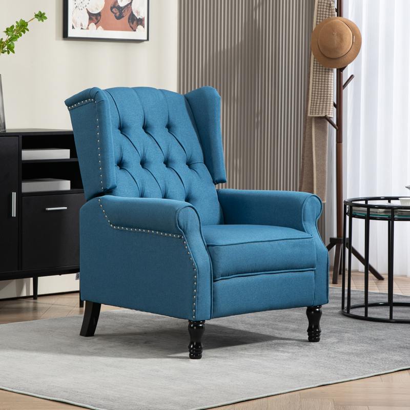 HOMCOM 150° Reclining Vintage Armchair, with footrest - Blue