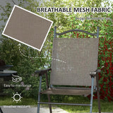 Outsunny Set of Two Folding Garden Chairs, with Fabric Mesh Seats - Mixed Brown