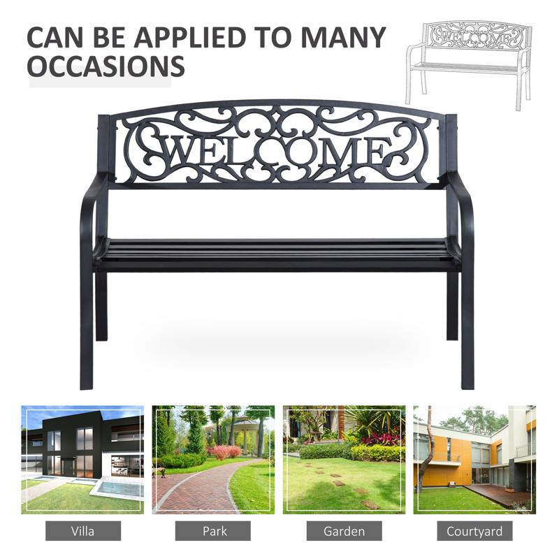 Outsunny 126Lx60Wx85H cm Steel Bench-Black