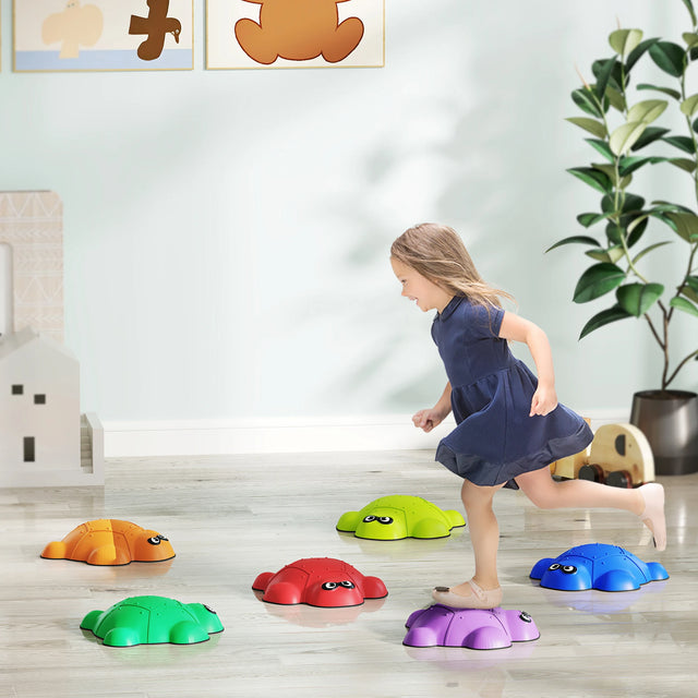 AIYAPLAY 6-Piece Balance Stepping Stones with Non-Slip Edge, Indoor Outdoor Obstacle Courses for Ages 3-8 Years, Multicoloured