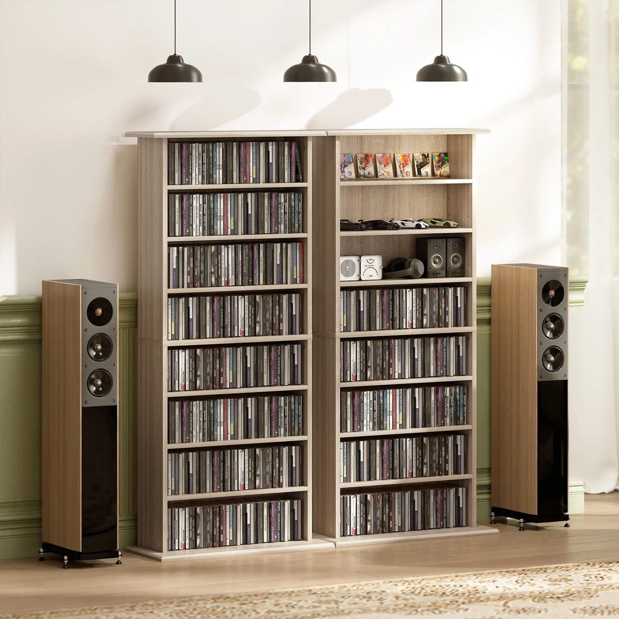 HOMCOM 360 CD Storage Unit - Natural Wood Finish