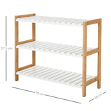 HOMCOM 3-Tier Shoe Rack Wood Frame Slatted Shelves Spacious Open Hygienic Storage Home Hallway Furniture Family Guests 70L x 26W x 57.5H cm - Natural