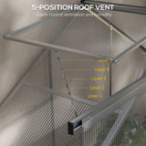 Outsunny 6 x 2.5ft Polycarbonate Greenhouse Walk-In Green House with Rain Gutter, Sliding Door, Window, Foundation, Silver