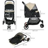 PawHut Foldable Pet Stroller w/ Rain Cover, for XS Dogs, S Dogs - Khaki