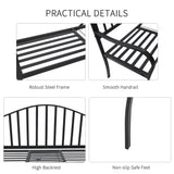 Outsunny Metal Bench W/Table,  150Lx53Wx95H cm