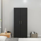 HOMCOM Double Paneled Door Wardrobe, with Shelves - Black