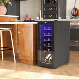 HOMCOM 18-Bottle Narrow Wine Fridge, with Lights - Black