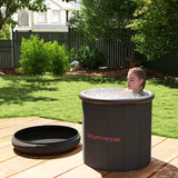 SPORTNOW 300L Outdoor Ice Bath Tub, with Lid, Cover, Carry Bag, Black