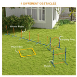 PawHut Dog Agility Training Equipment with Weave Poles, Jump Ring, Pause Box, Adjustable Hurdle, Carry Bag, Orange